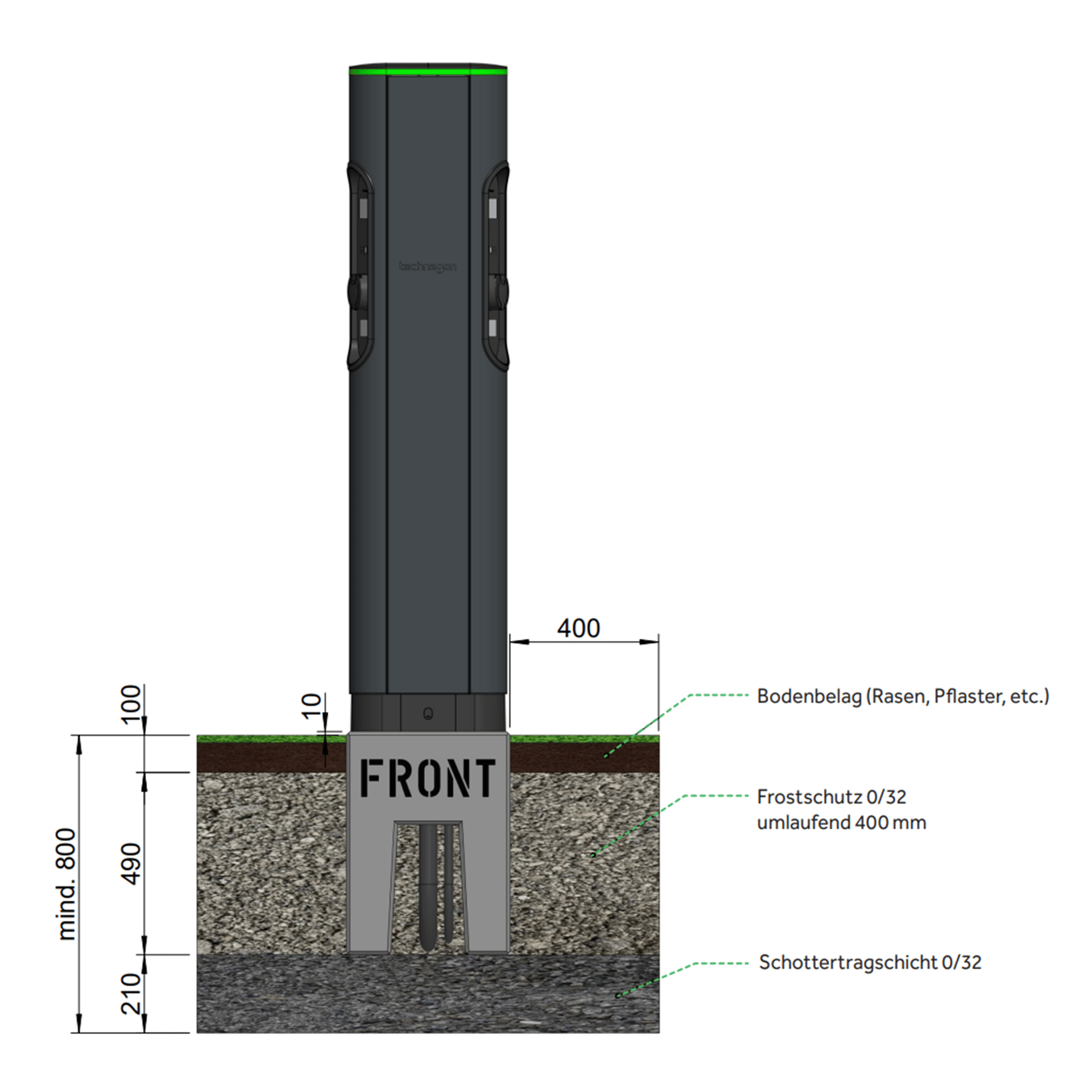 Technagon Betonfundament für Technagon TEP4 HAK Ladestation