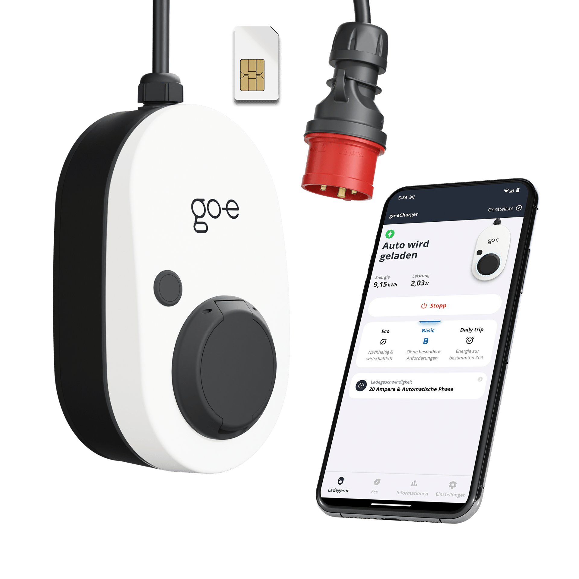 go-e Charger Gemini flex mobile Ladestation 2.0 (bis 11 kW, LTE) mit Ladesteckdose