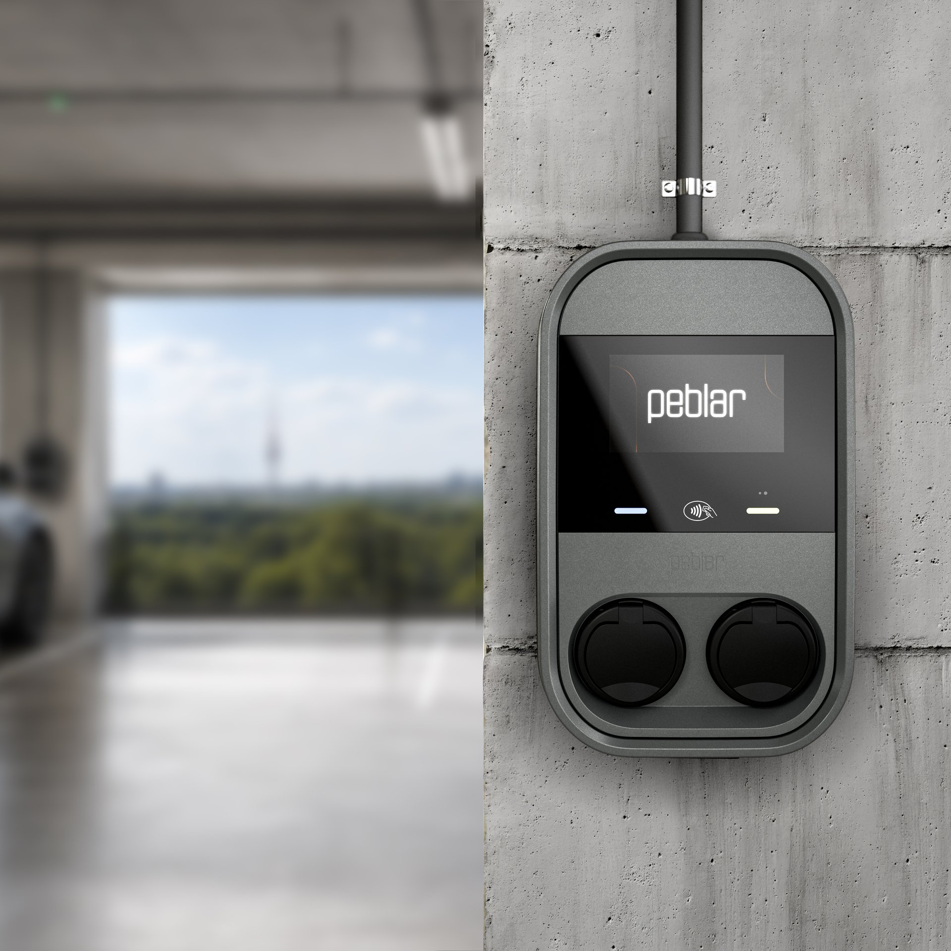 Peblar Dual Business Wallbox mit 2 Ladesteckdosen (bis 22 kW, Eichrecht)