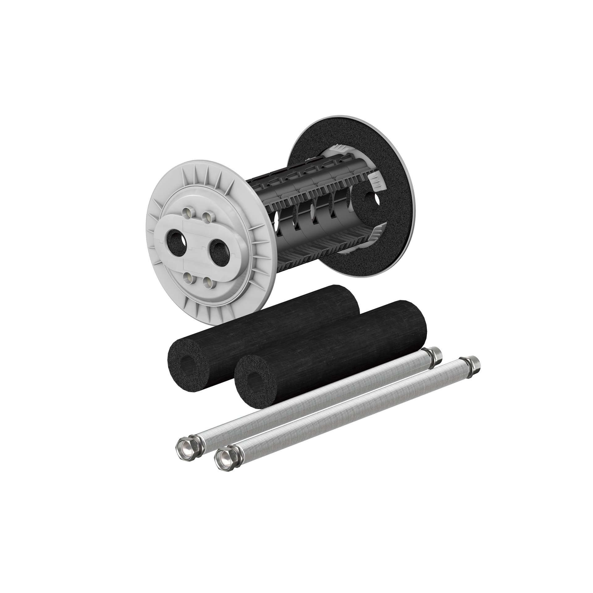 Doymafix Connect HP/O - Oberirdische Wanddurchführung für Wärmepumpen (inkl. anschlussf. Edelstahlwellschläuchen)