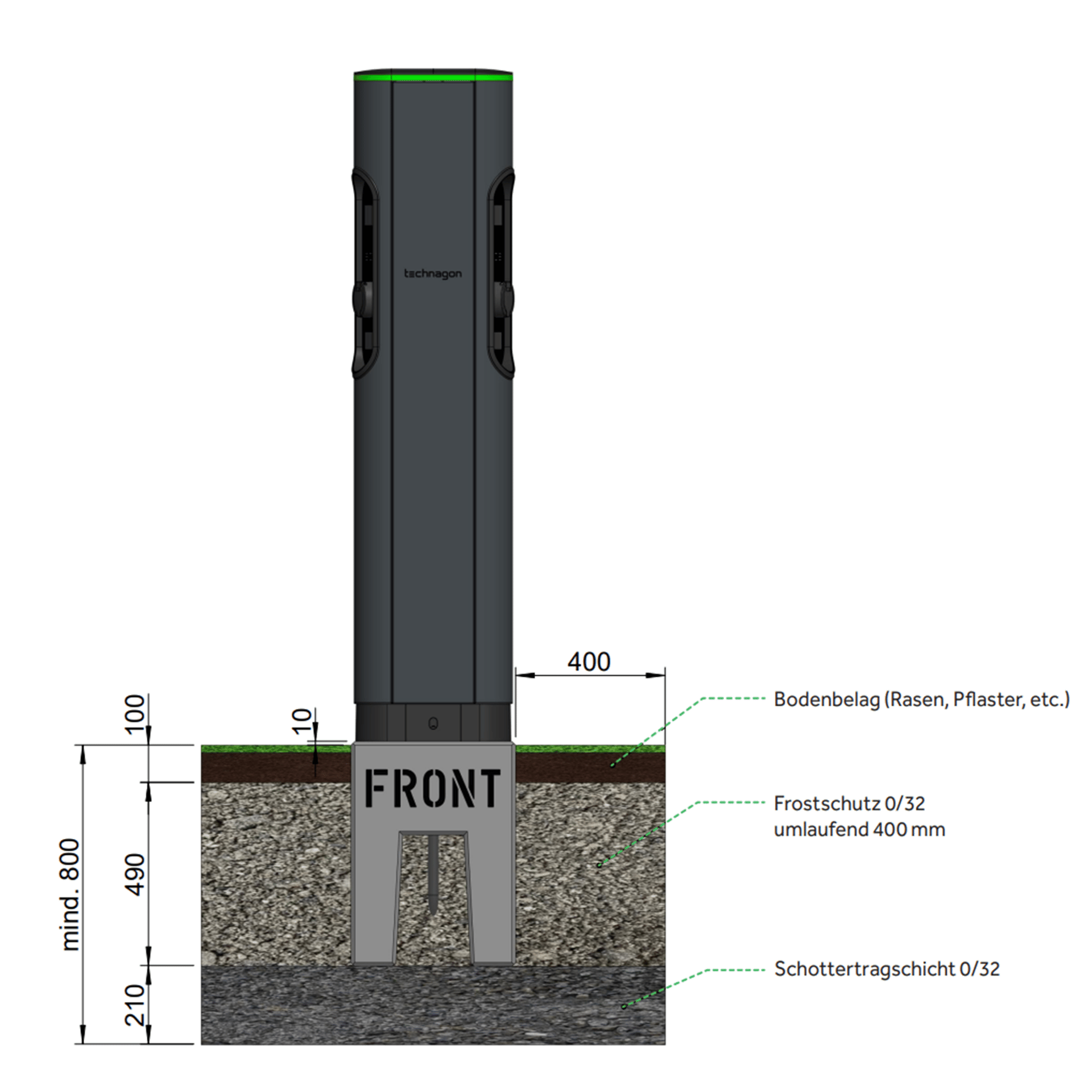 Technagon Betonfundament für Technagon TEP4/TEW4/TEW3 Version 2