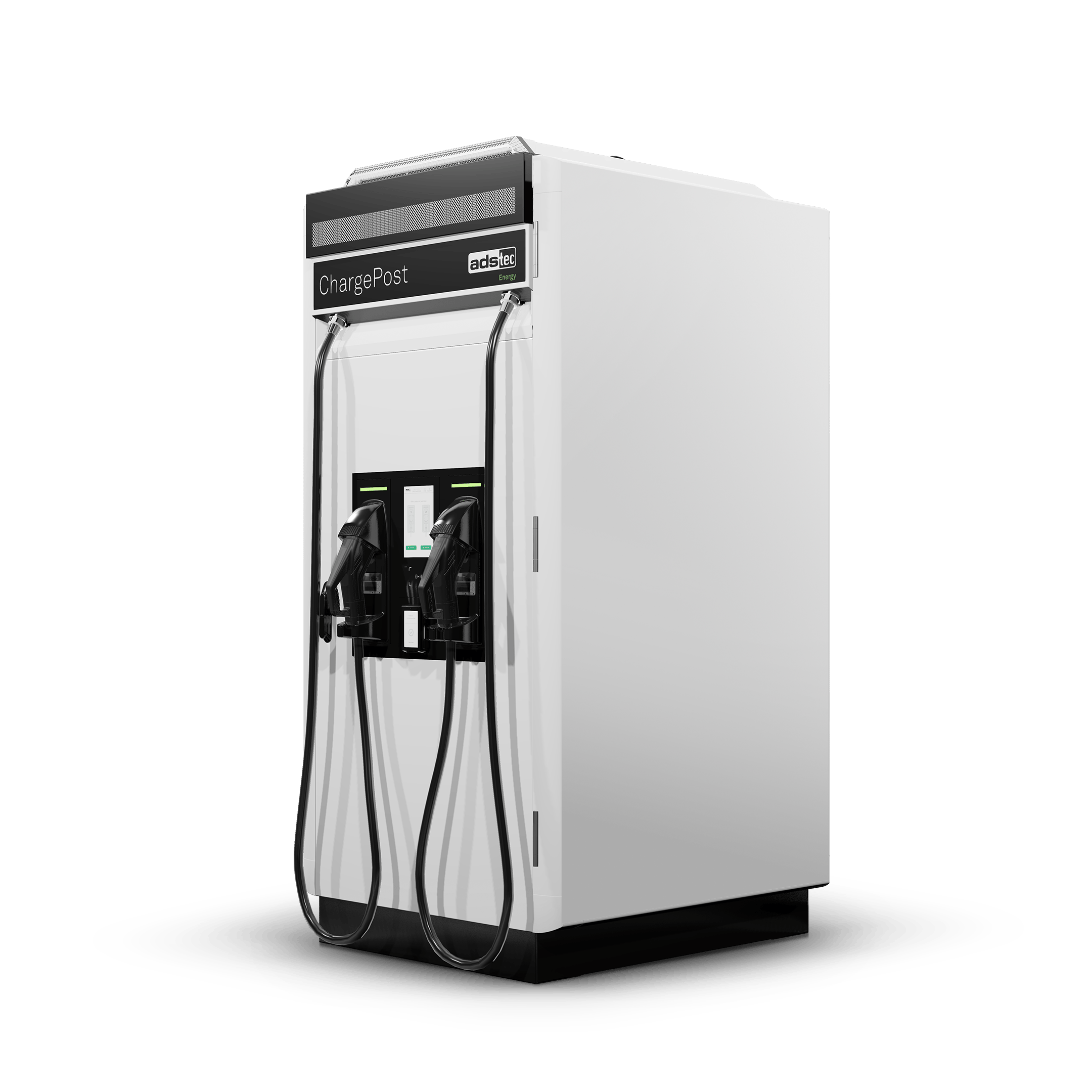 ADS-TEC Energy ChargePost DC-Ladesäule inkl. Batteriespeicher mit 2 CCS2-Ladekabel (bis zu 300 kW)