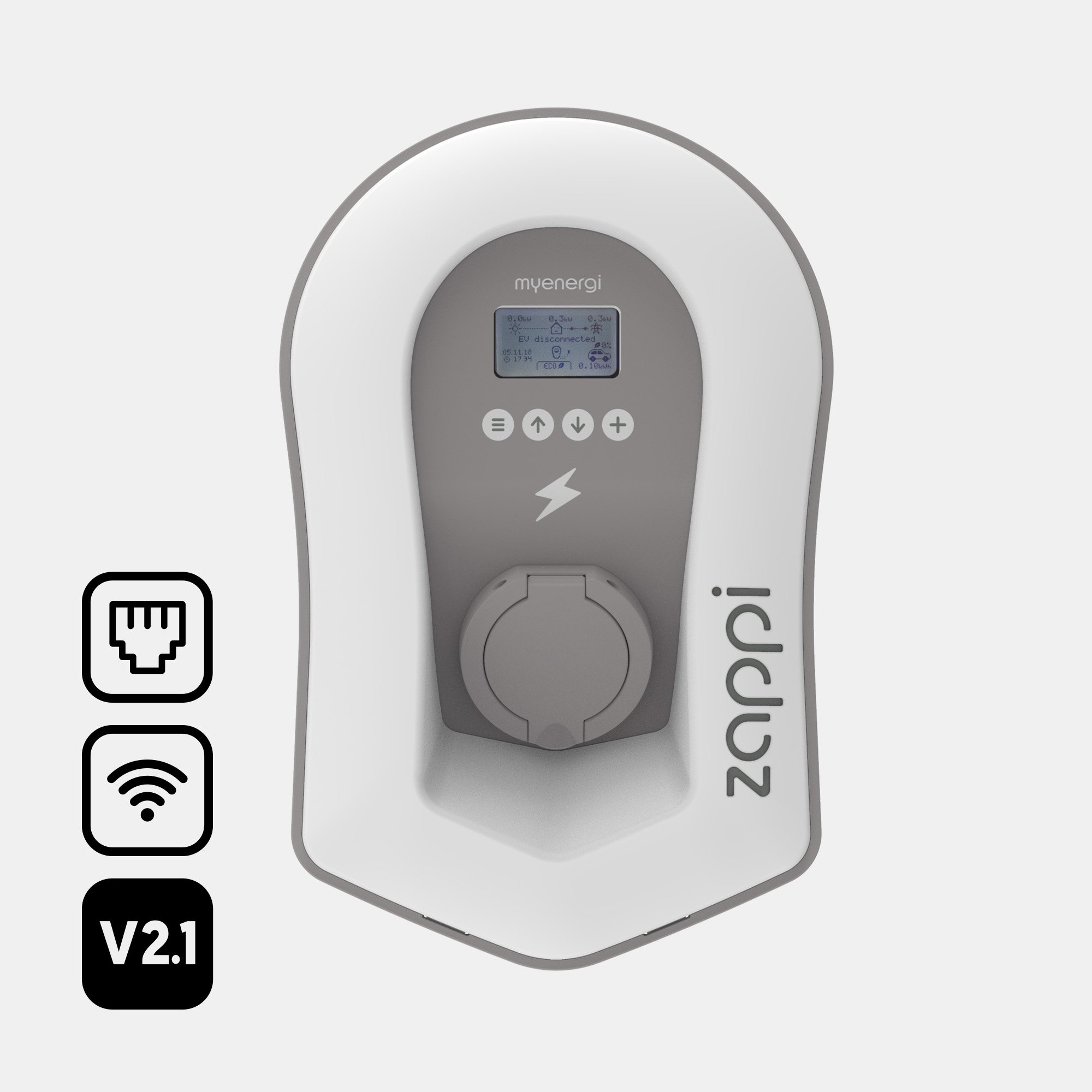 myenergi zappi Wallbox V2.1 (bis 22 kW) mit Ladesteckdose