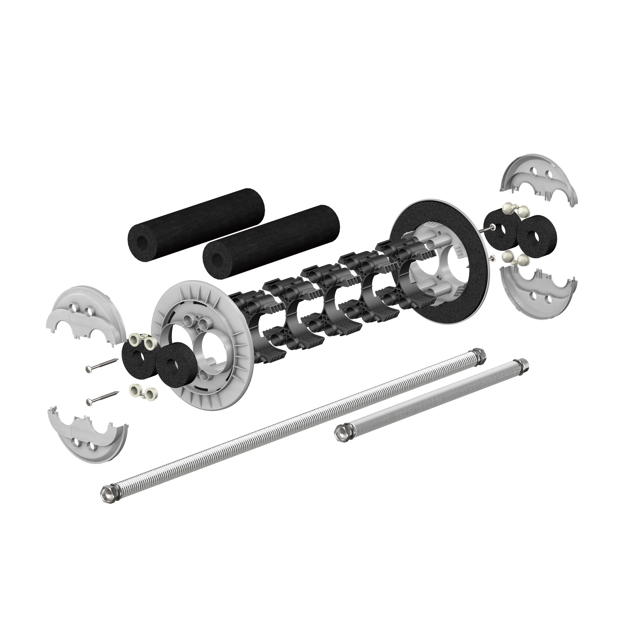 Doymafix Connect HP/O - Oberirdische Wanddurchführung für Wärmepumpen (inkl. anschlussf. Edelstahlwellschläuchen)