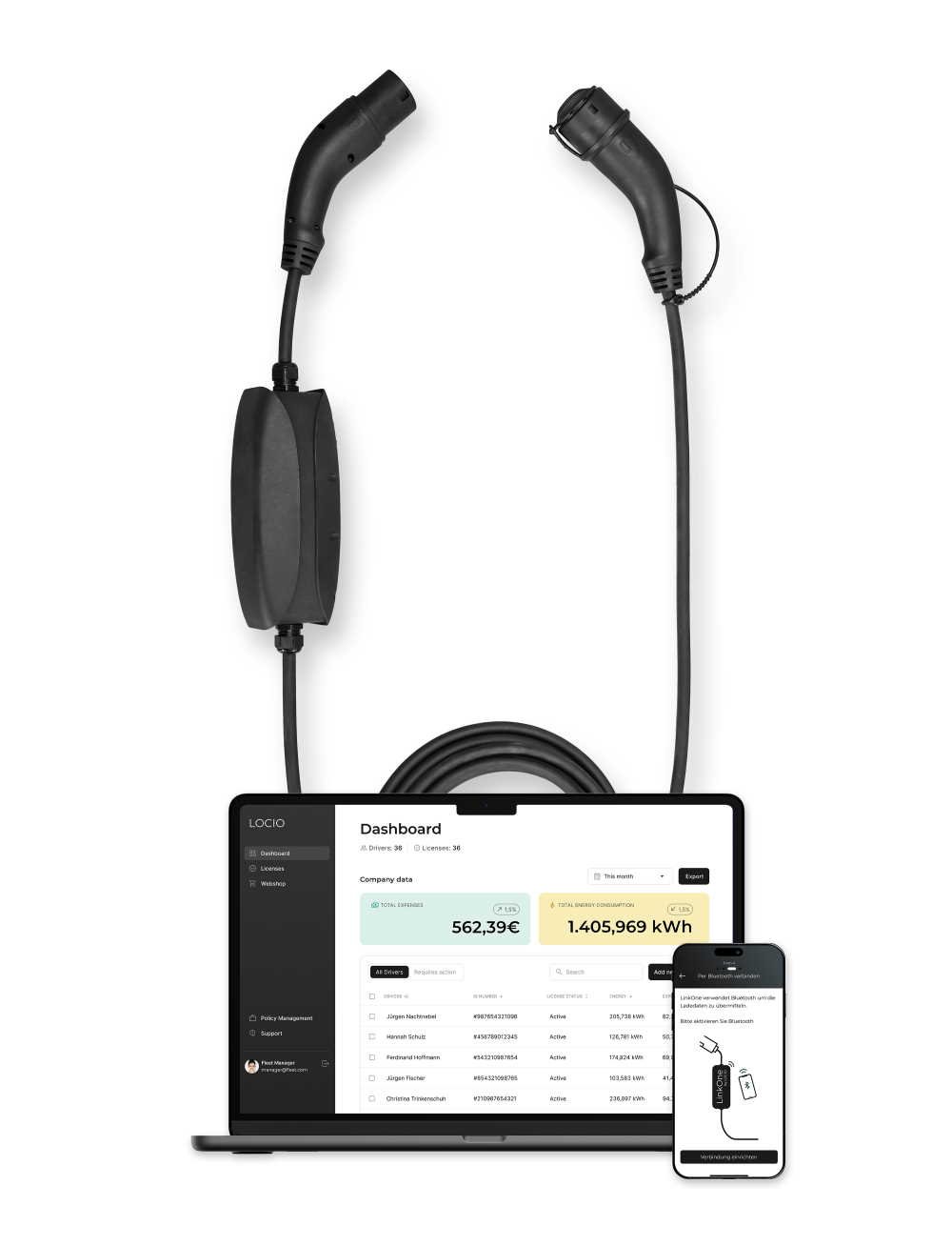 Locio LinkOne intelligentes Ladekabel mit Abrechnungsoption