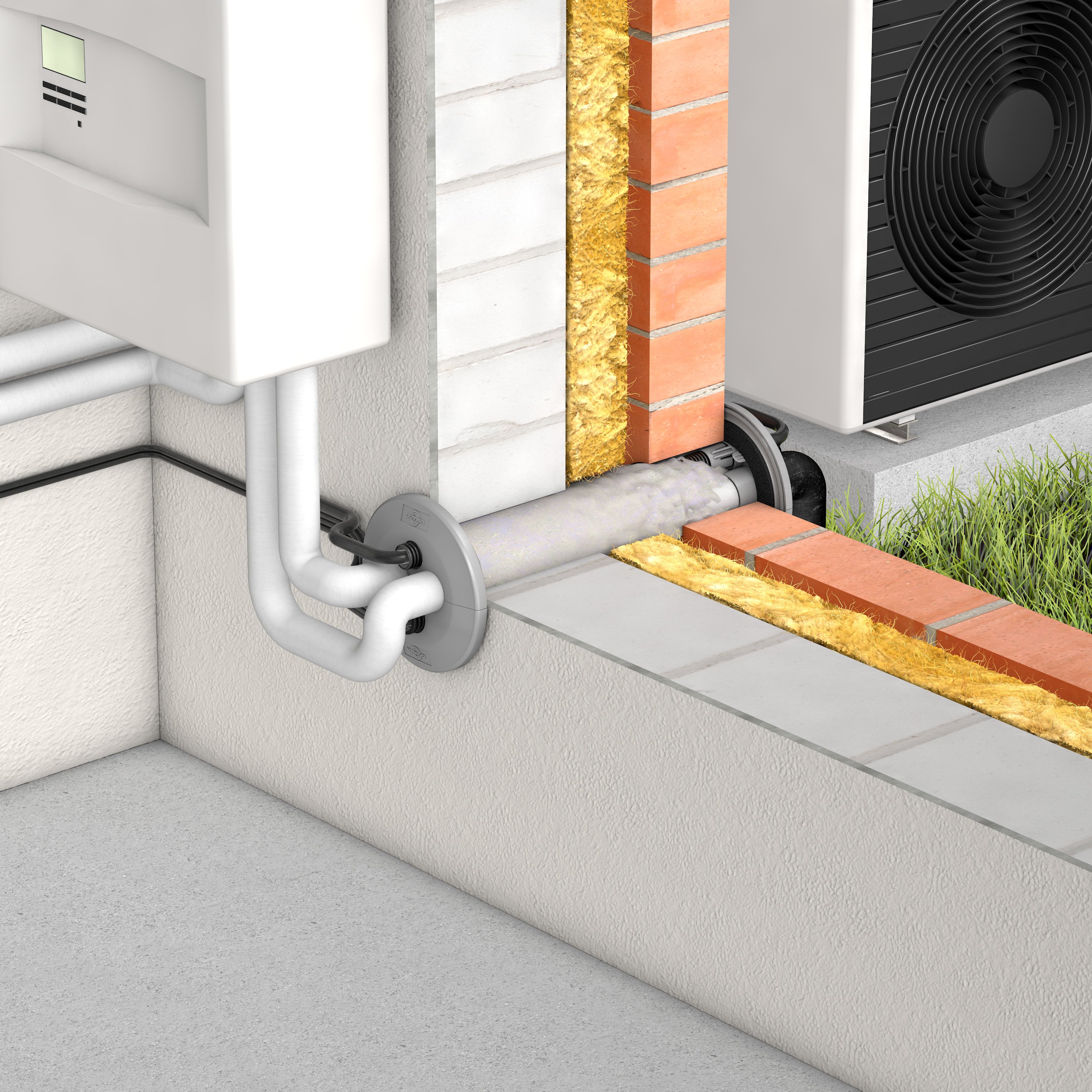 Doymafix HP/O-S Oberirdische Wanddurchführung für Wärmepumpen