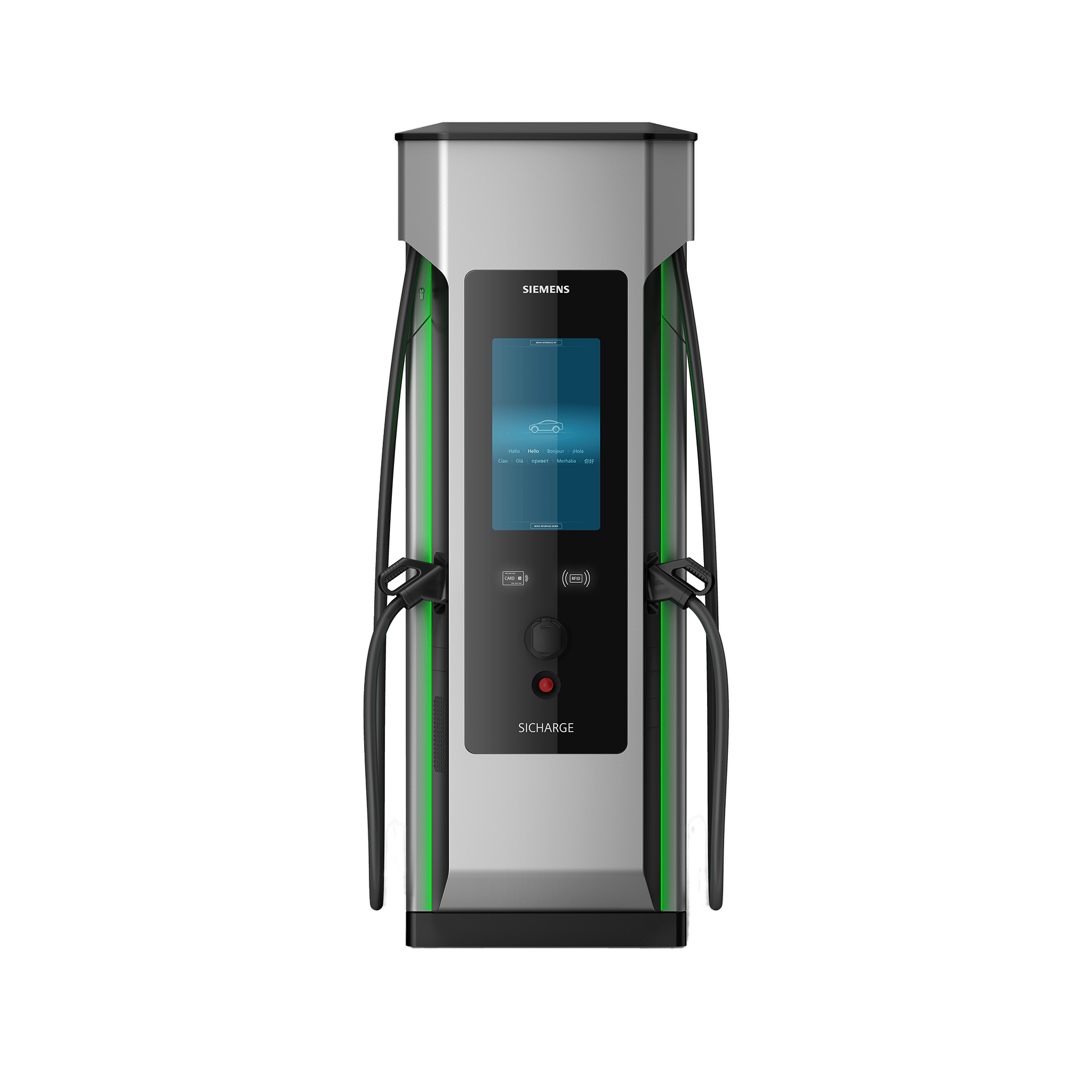 Siemens SICHARGE D DC-Ladesäule mit 2 CCS-Steckern (200 bis 400 kW, Eichrecht, individuelle Varianten)
