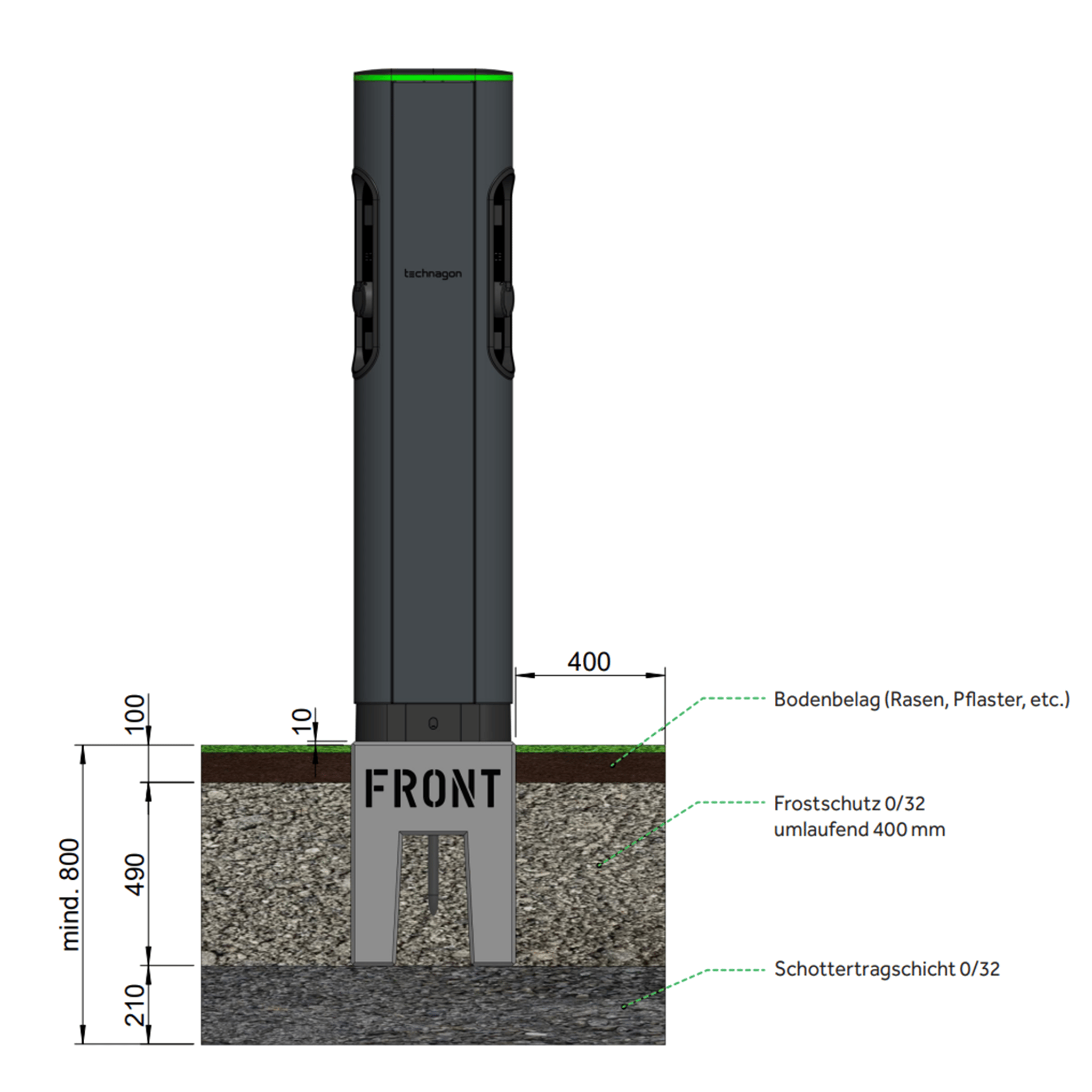 Technagon Betonfundament für Technagon TEP4/TEW4/TEW3 Version 2