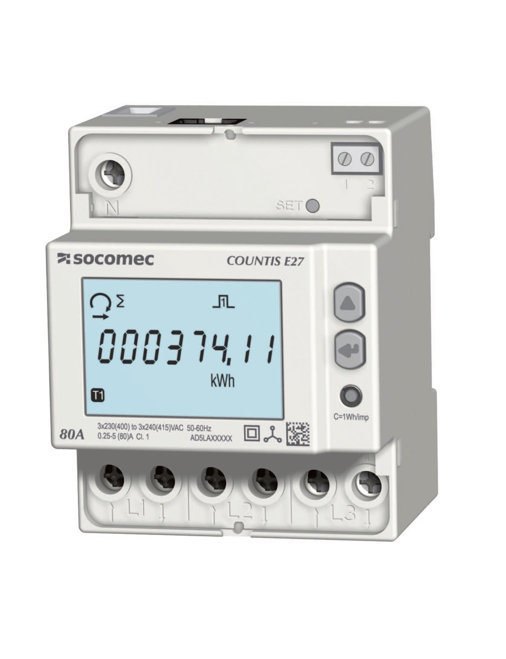 Socomec COUNTIS E27 Wirkenergiezähler Dreiphasig Direktmessung (max. 80 A)