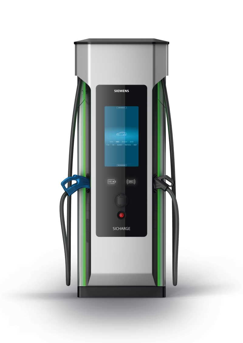 Siemens SICHARGE D DC-Ladesäule mit bis zu 2 CCS-Stecker (bis 300 kW, Eichrecht, individuelle Varianten)