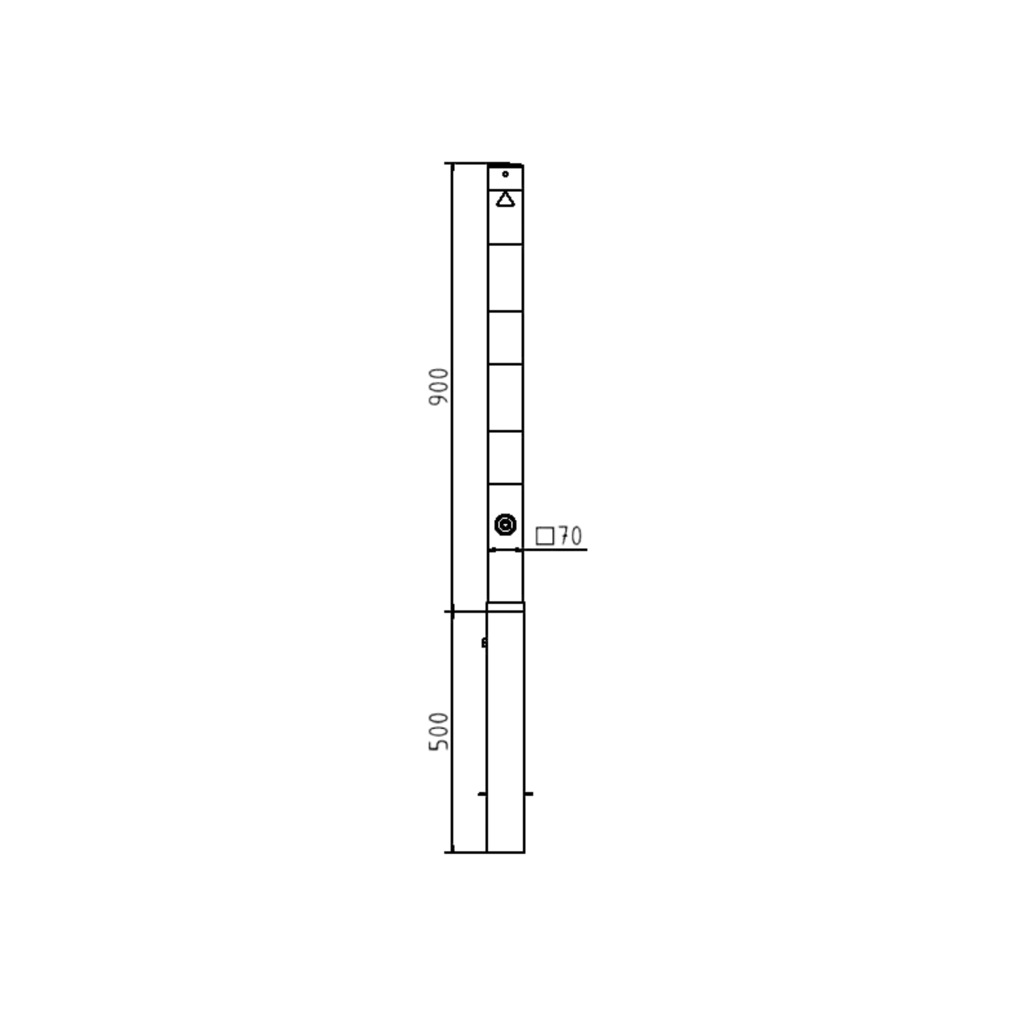 SCHAKE Absperrpfosten eckig mit Bodenhülse (70 x 70 mm)