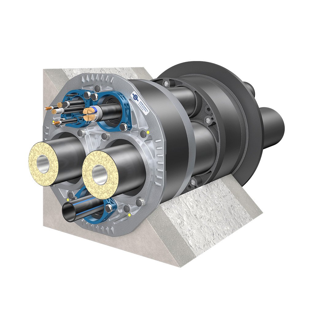 DOYMA Mehrspartenhauseinführung (Fernwärme, 1-FW) Gebäude mit Keller