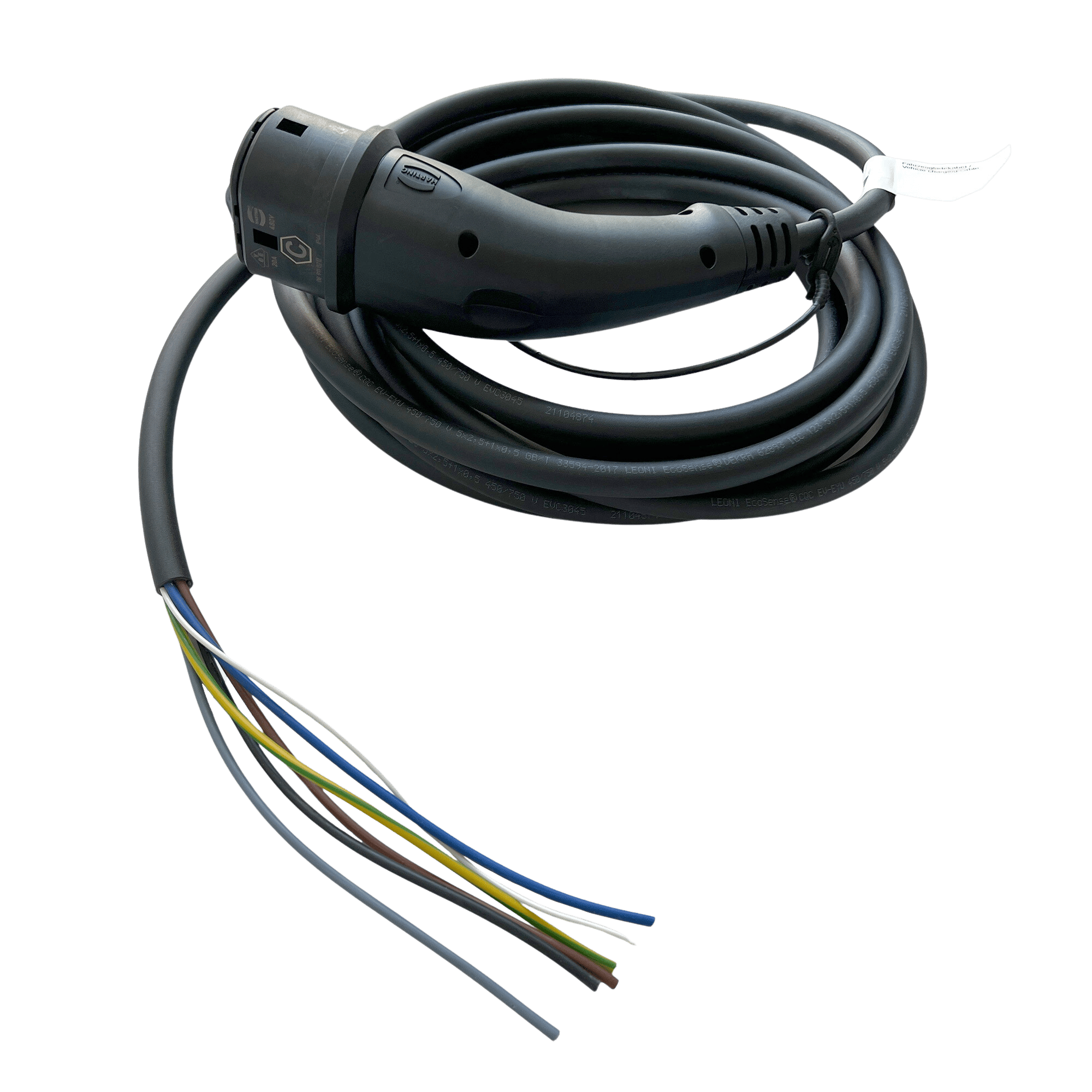 HARTING Ladekabel (bis 11 kW) Typ 2 - offenes Ende für Wallboxanschluss - 7,5 m